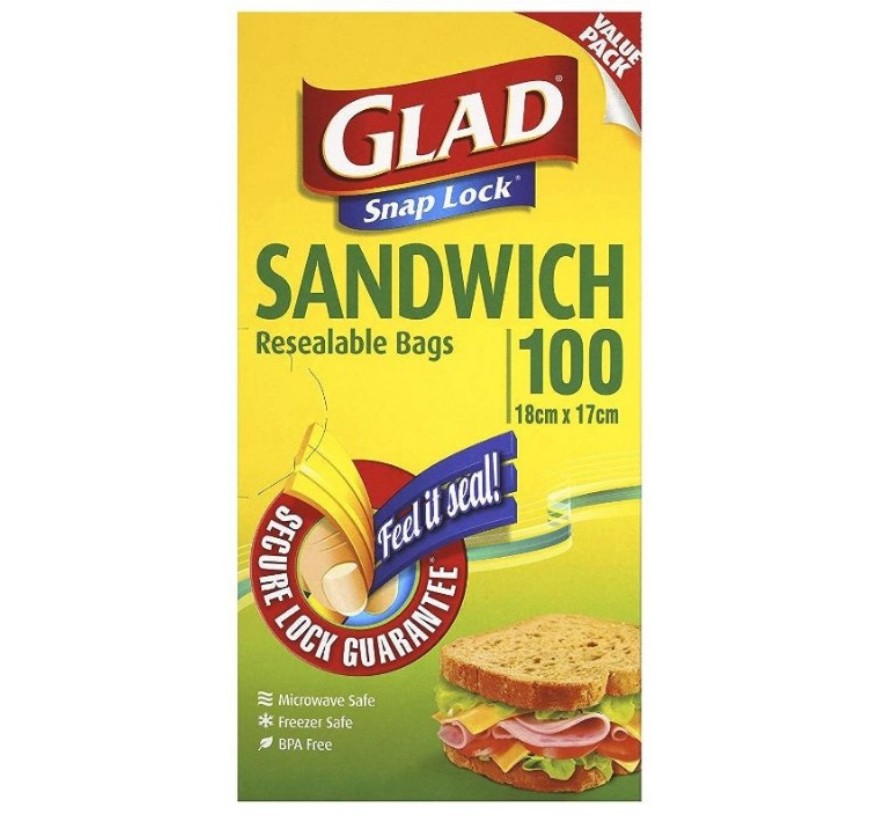 Glad snap lock sandwich 100's bag