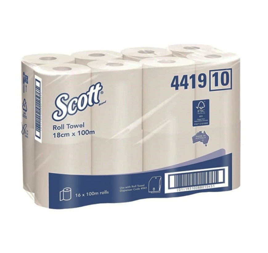 Scott Towel Roll WHITE 16's (18cm x 100m) 4419