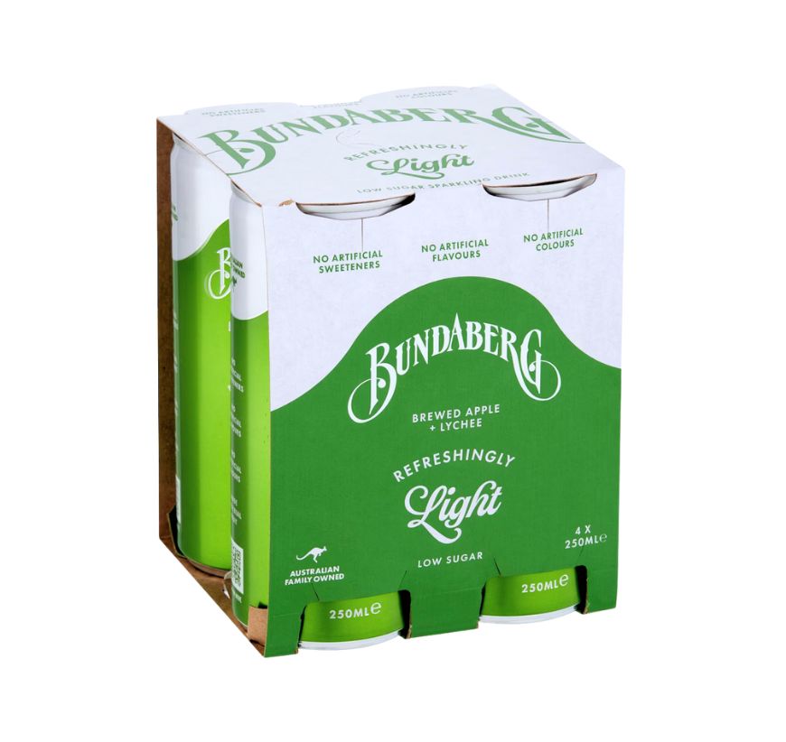 Bundaberg Refreshingly Light Apple & Lychee Can 250ml