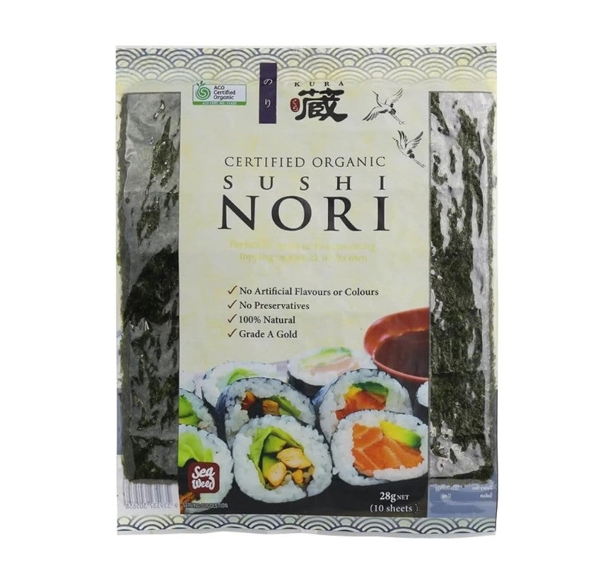 Kura Certified Sushi Sheet Organic Nori 10pack x 28g