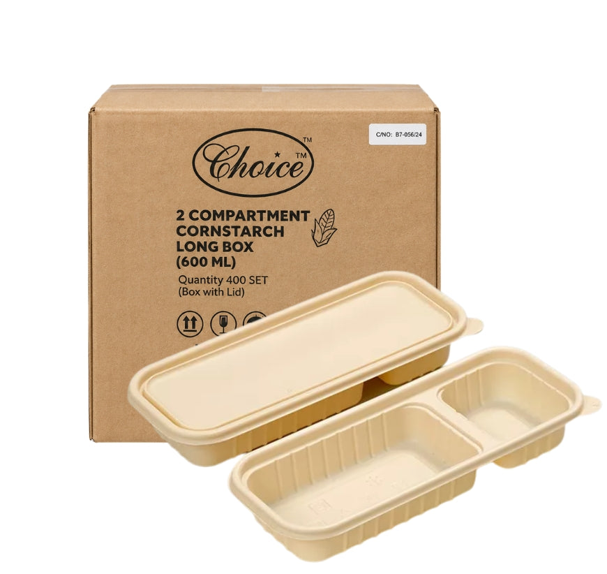 Cornstarch Container 2 Compartment 600Ml (400's)