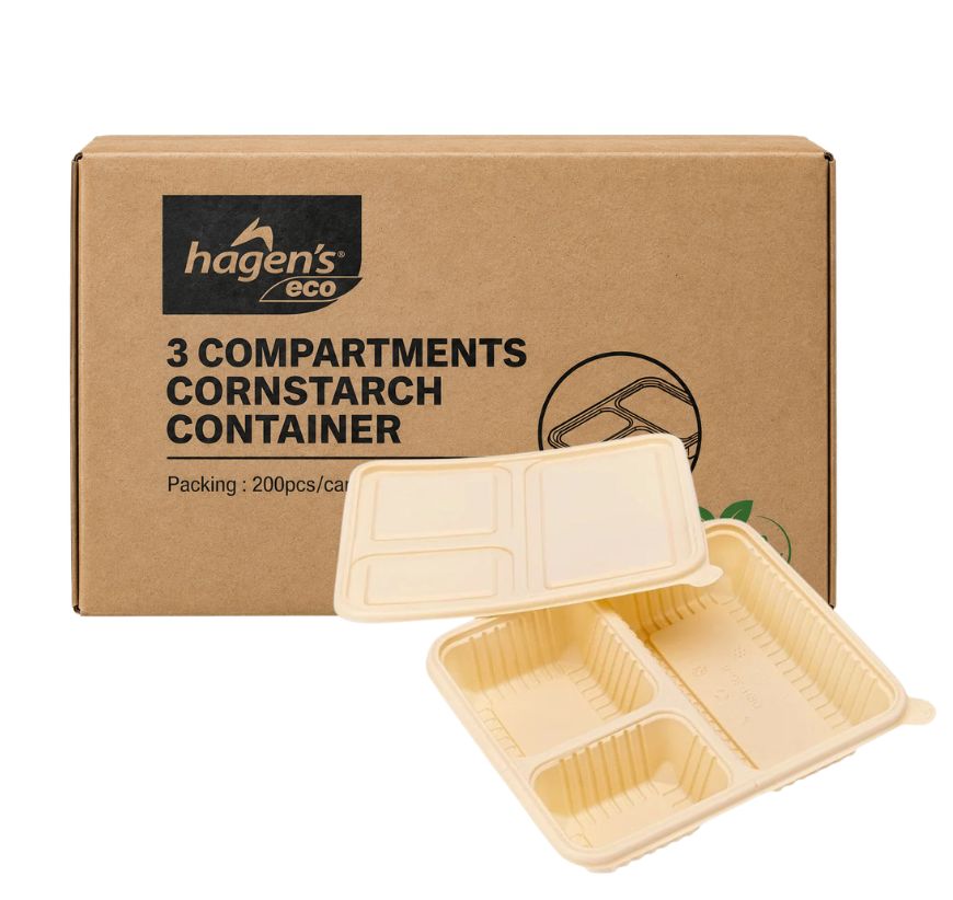 Cornstarch Container 3 Compatment 600Ml (200's)