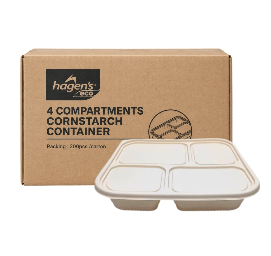 Cornstarch Tray 4 Compartment 900Ml (200's)