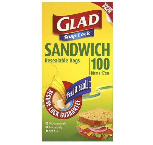 Glad snap lock sandwich 100's bag