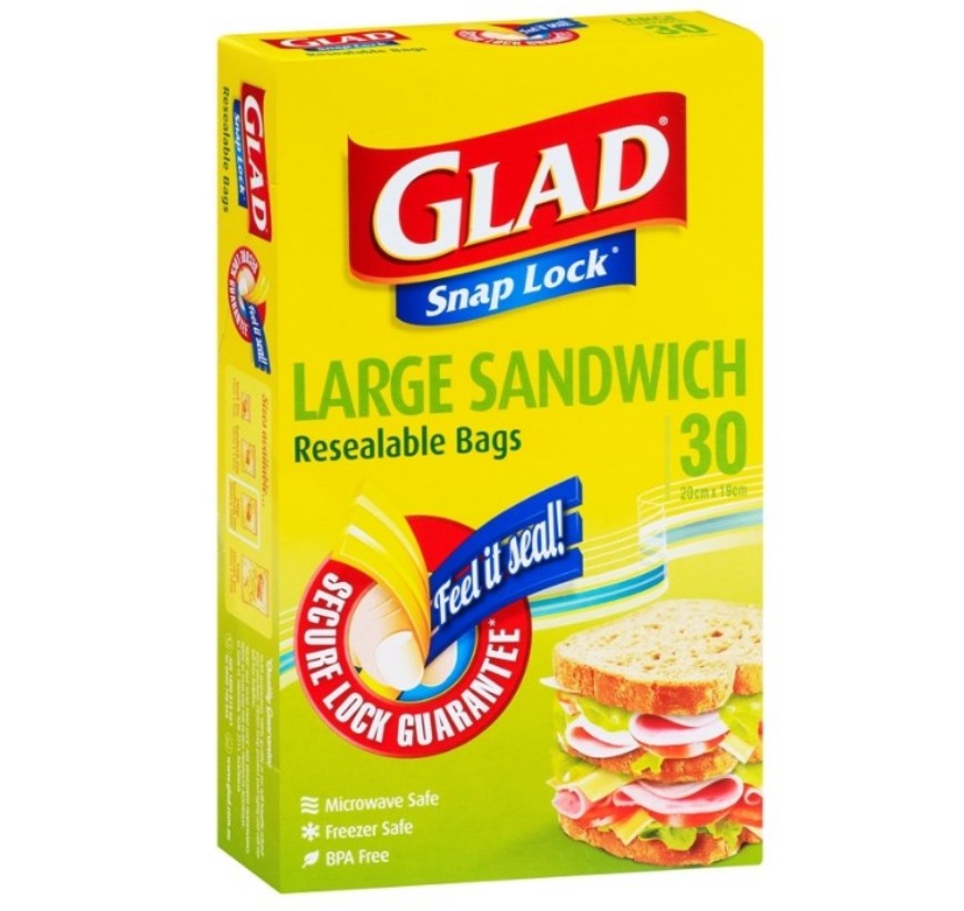 Glad snaplock sandwch L10x30's bag 20cmx19cm