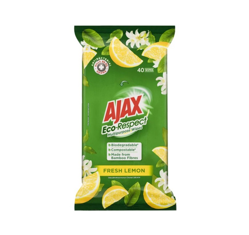 Ajax Wipes Antibac Lemon 40pcs