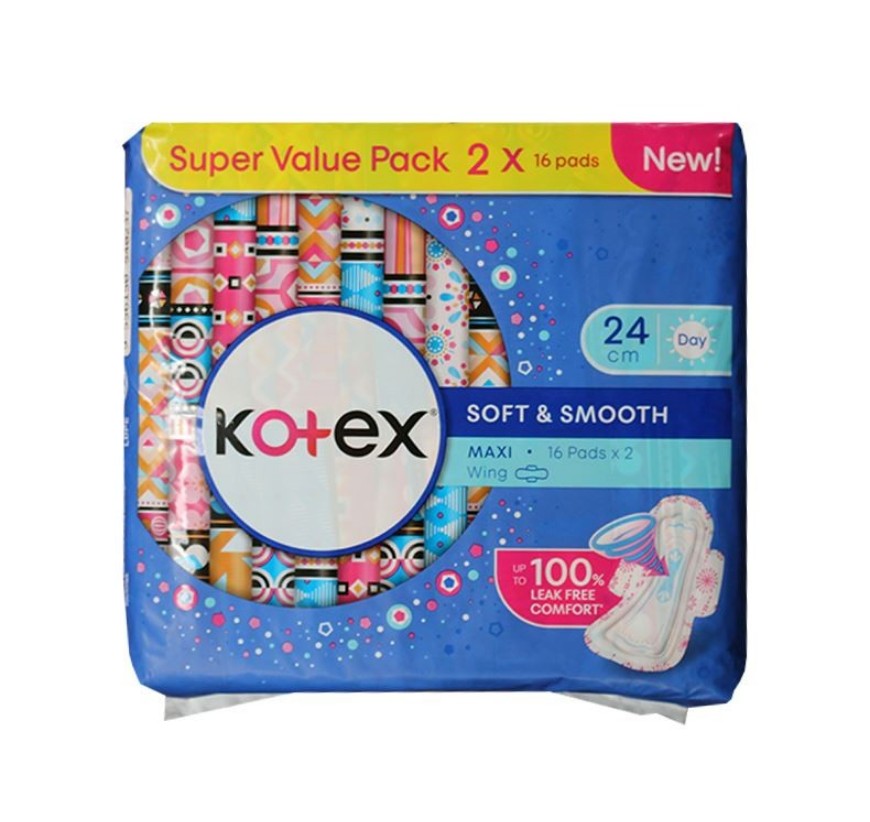 Kotex Maxi Wing 24cm16s54021AC Fem PadSoft & Smooth GSTex 16'sx2x12 54021AA / 54021Y