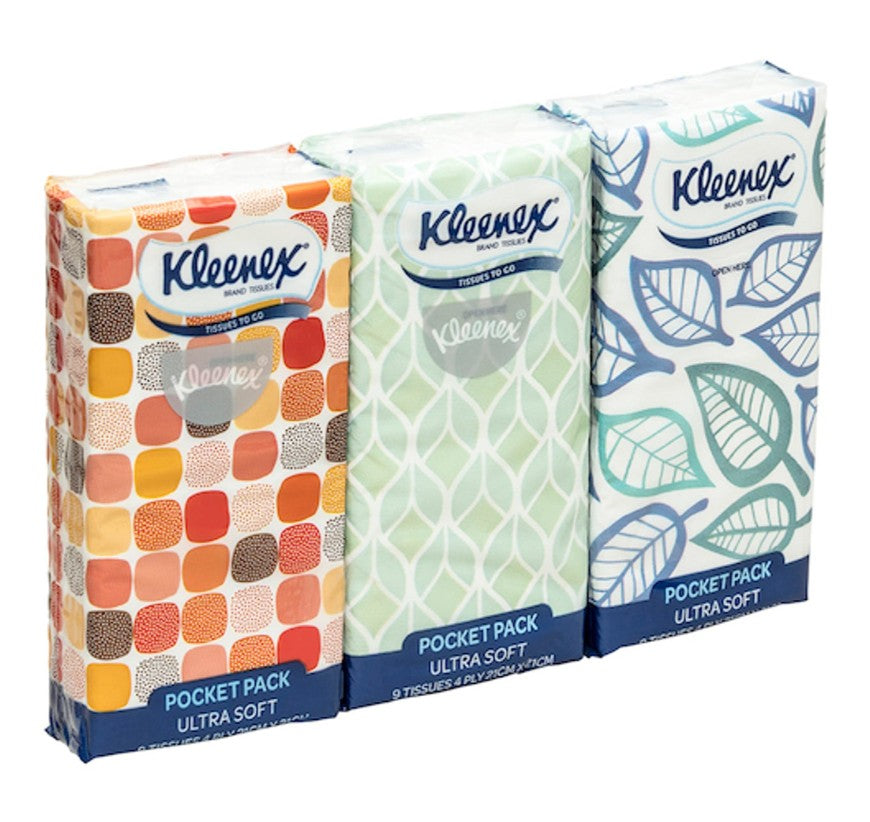 Kleenex Pocket Pack 8x18PK 201 Facial Tissue 9's 4Ply