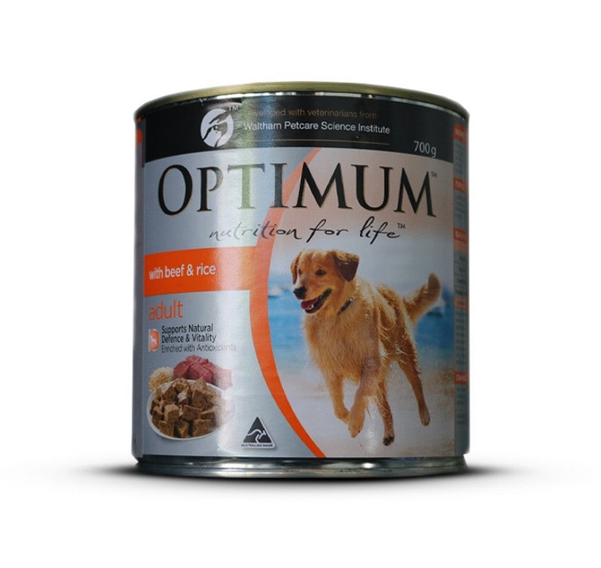 Optimum Adult Beef & Rice Wet Dog Food 700g