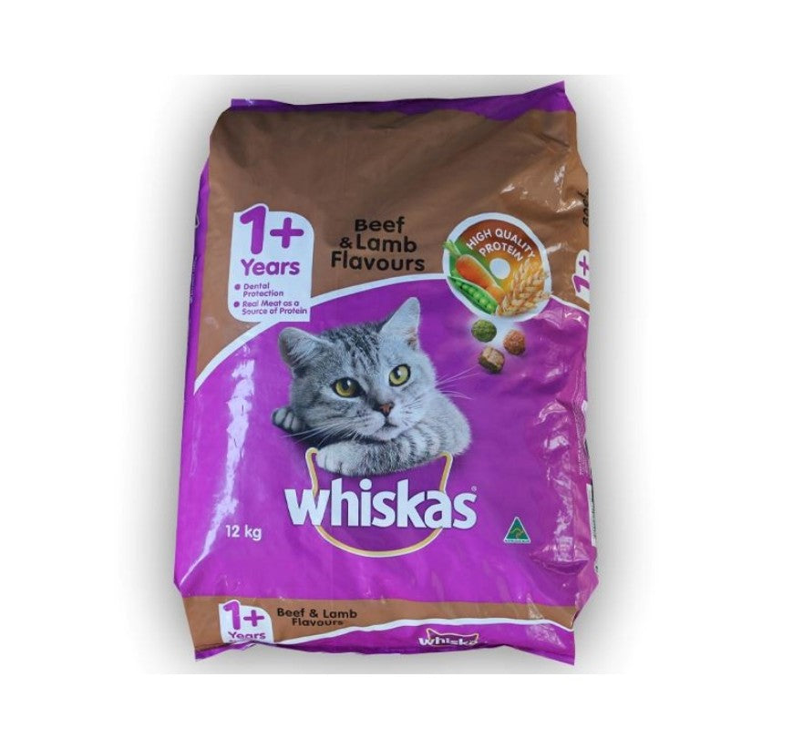Whiskas Adult Dry Cat Food with Beef Lamb 12kg